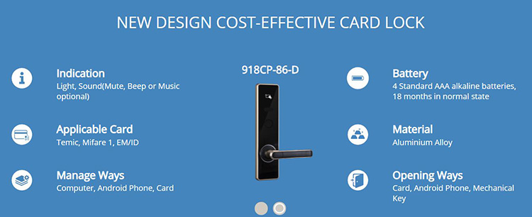 Fabricante profesional Barato Durable RFID tarjeta Sistema de bloqueo de hotel inteligente