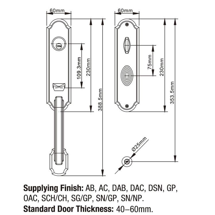 Aleación de zinc sólido DSN La mejor cerradura de puerta de entrada con llave de latón para puerta principal