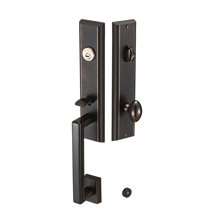 Cerraduras de puerta de entrada de seguridad de hardware de puerta exterior de bolsillo de aleación de zinc negro