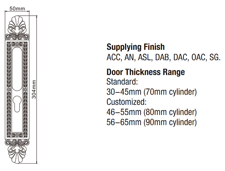 ACC Cerraduras de seguridad para baño con cavidad de estilo clásico de
