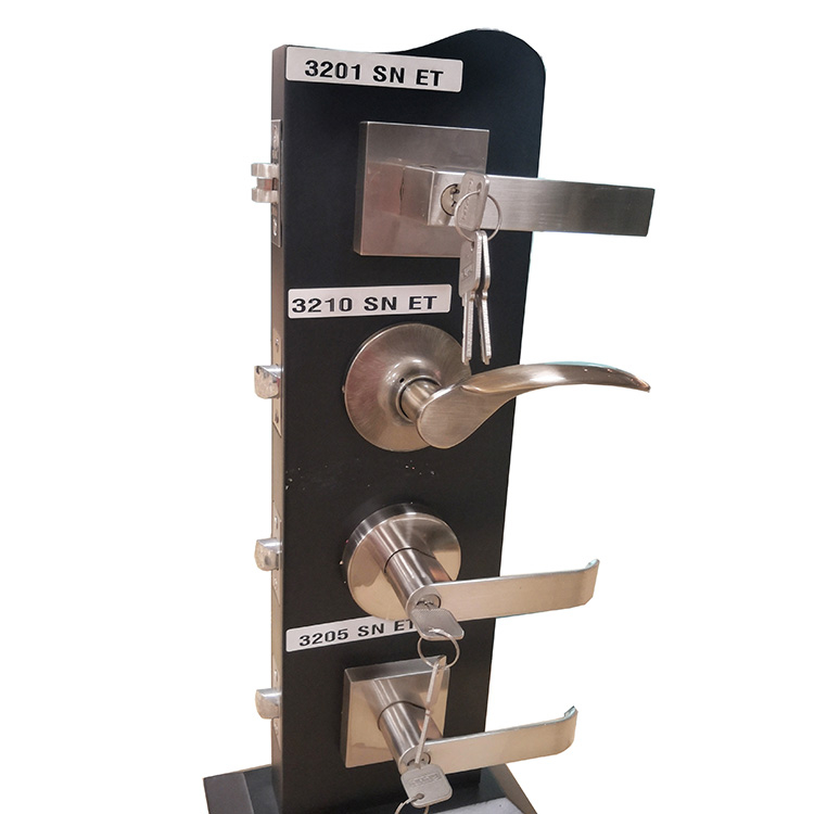 Aleación de zinc Palanca Tubular Lockset Puerta Bloqueo Función de entrada Satin Nickel