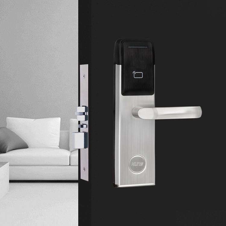 Acero inoxidable Best Security Popular Electronic Keyless Key Tarjeta de llave de deslizamiento RFID Bloqueo de puertas de hotel con software de gestión