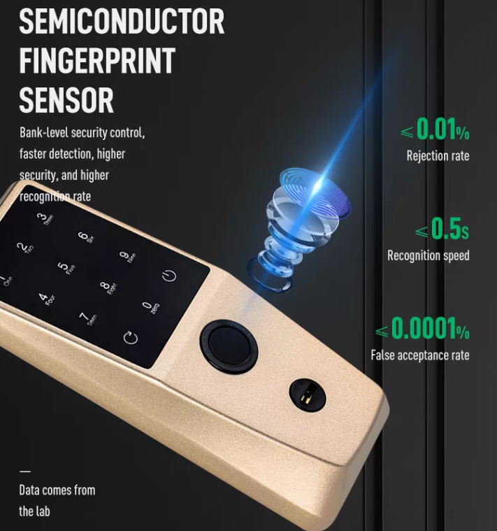 Peque de huella digital biométrico Teclado digital Tuya Lock para puerta inteligente
